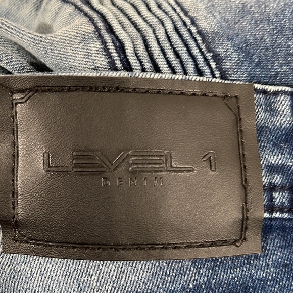 LEVEL 1 DENIM Super Skinny Fit Distressed Moto Jeans Size 32x32 - Picture 7 of 10